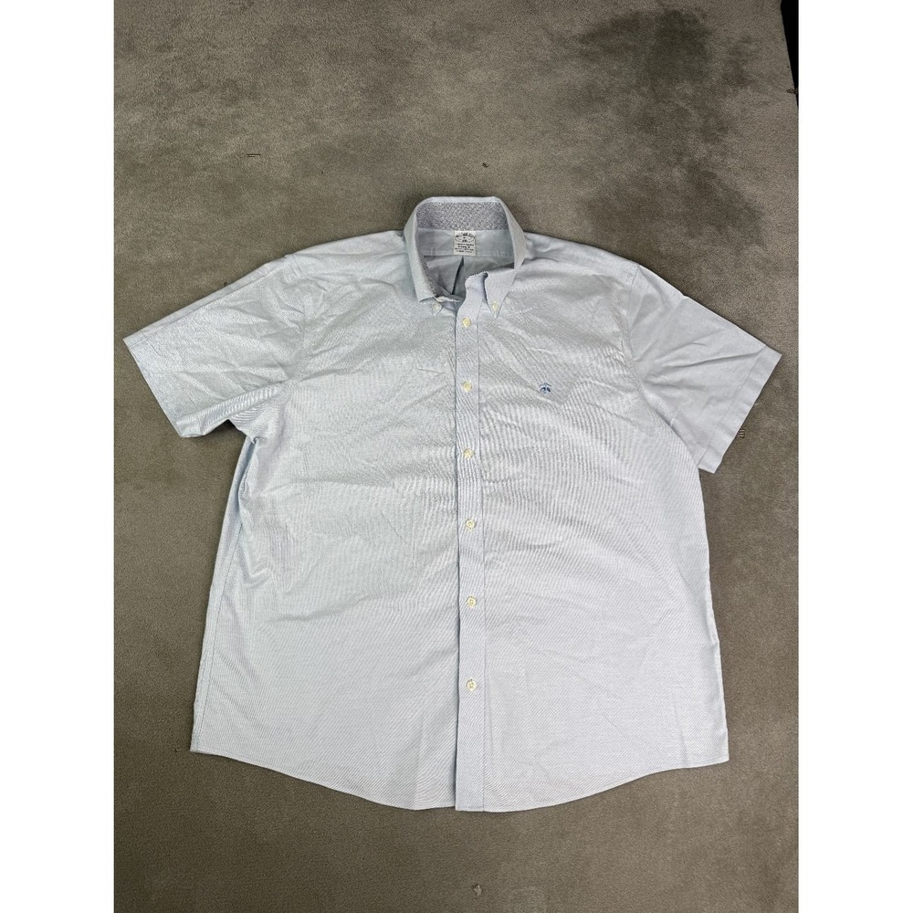 Brooks Brothers 1818 Polo Shirt XL White Non Iron Stretch Casual Short Sleeve